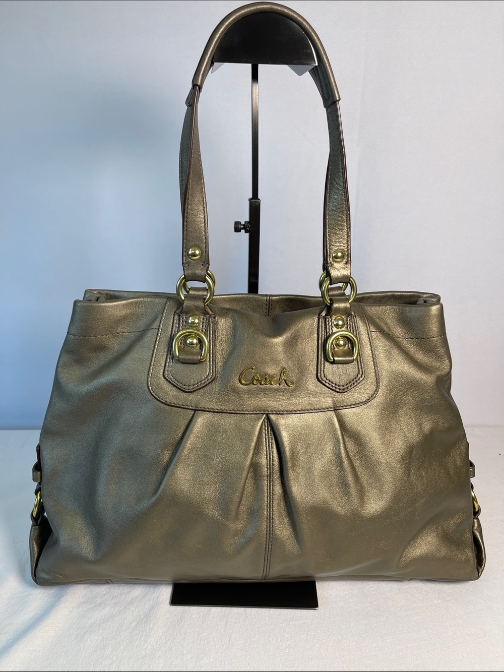 Coach H1194-F15513 Ashley Metallic Leather Carryall Bronze Gold